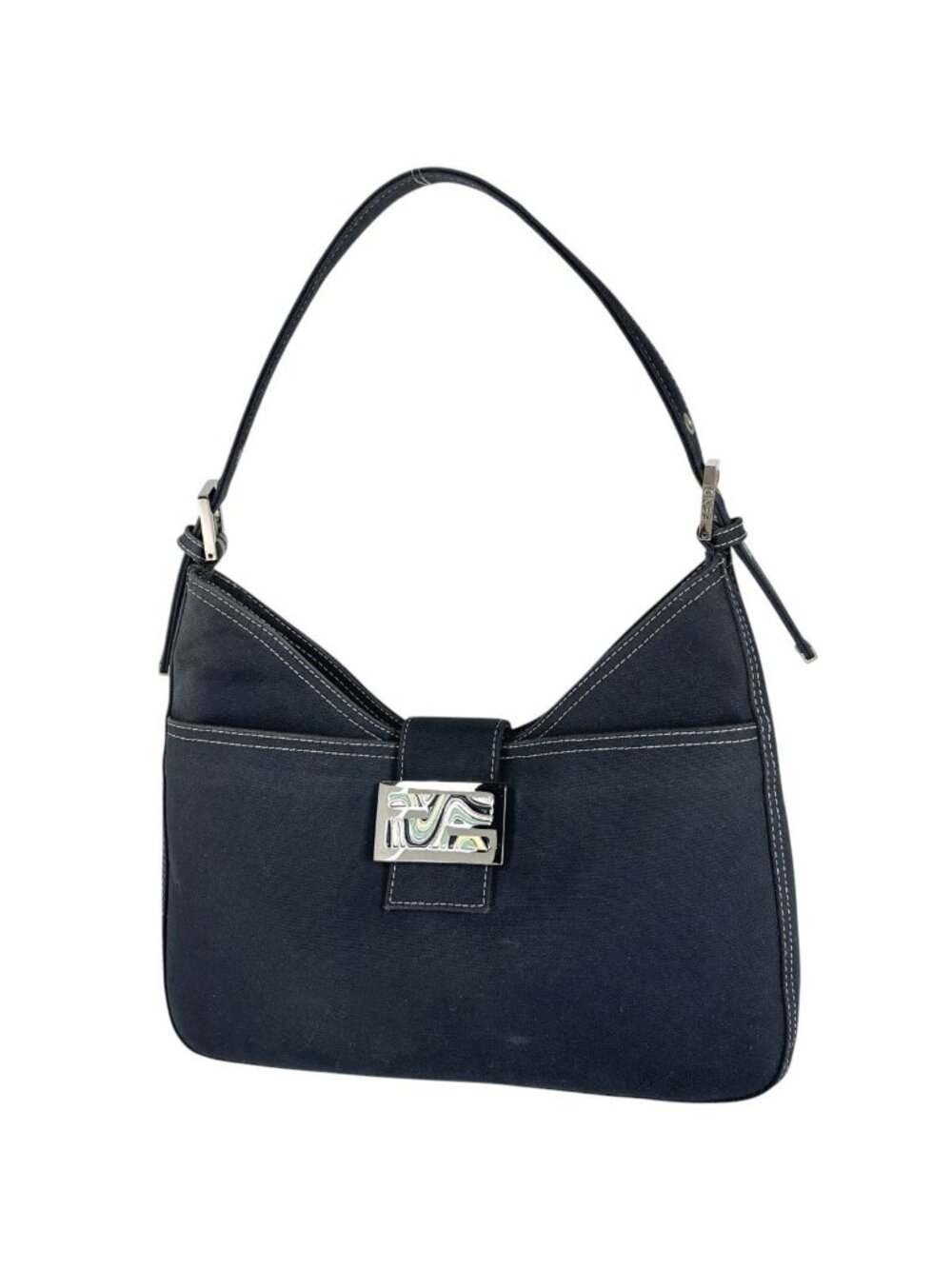 Fendi Shoulder Bag Canvas Navy